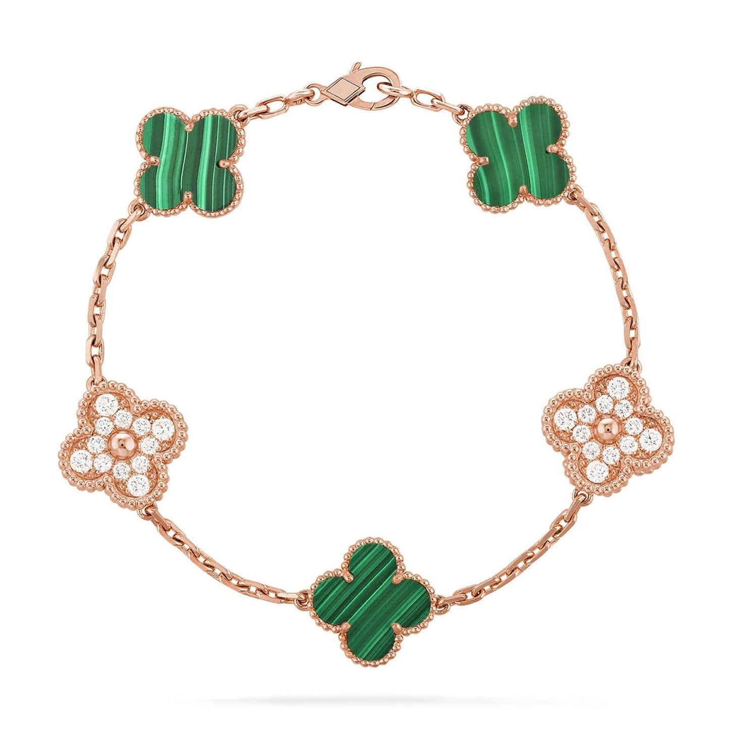 [⭐Glow] CLOVER 5 MOTIF MALACHITE BRACELET COLLECTION
