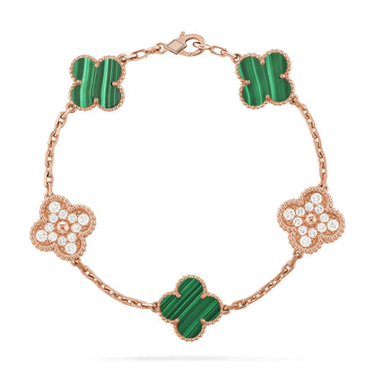 [⭐Glow] CLOVER 5 MOTIF MALACHITE BRACELET COLLECTION