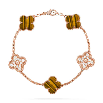 [⭐Glow] CLOVER 5 MOTIFS TIGER EYE BRACELET COLLECTION