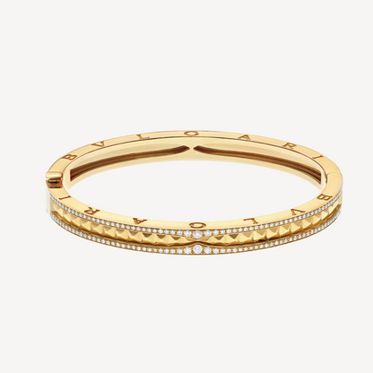 [⭐Glow]ZERO 1 SPIRAL AND PAVED DIAMOND GOLD BRACELET