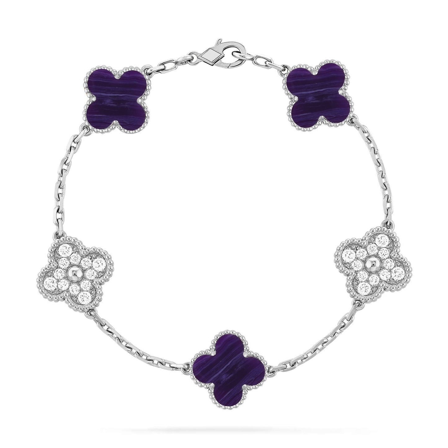 [⭐Glow]CLOVER 5 MOTIF PURPLE STRIPES BRACELET COLLECTION