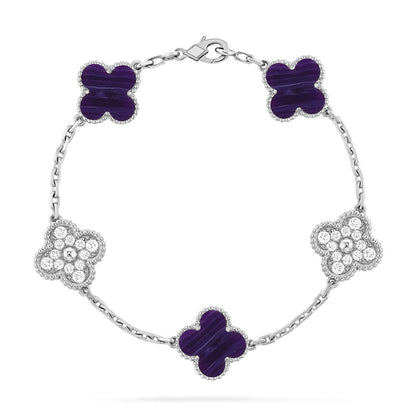 [⭐Glow]CLOVER 5 MOTIF PURPLE STRIPES BRACELET COLLECTION