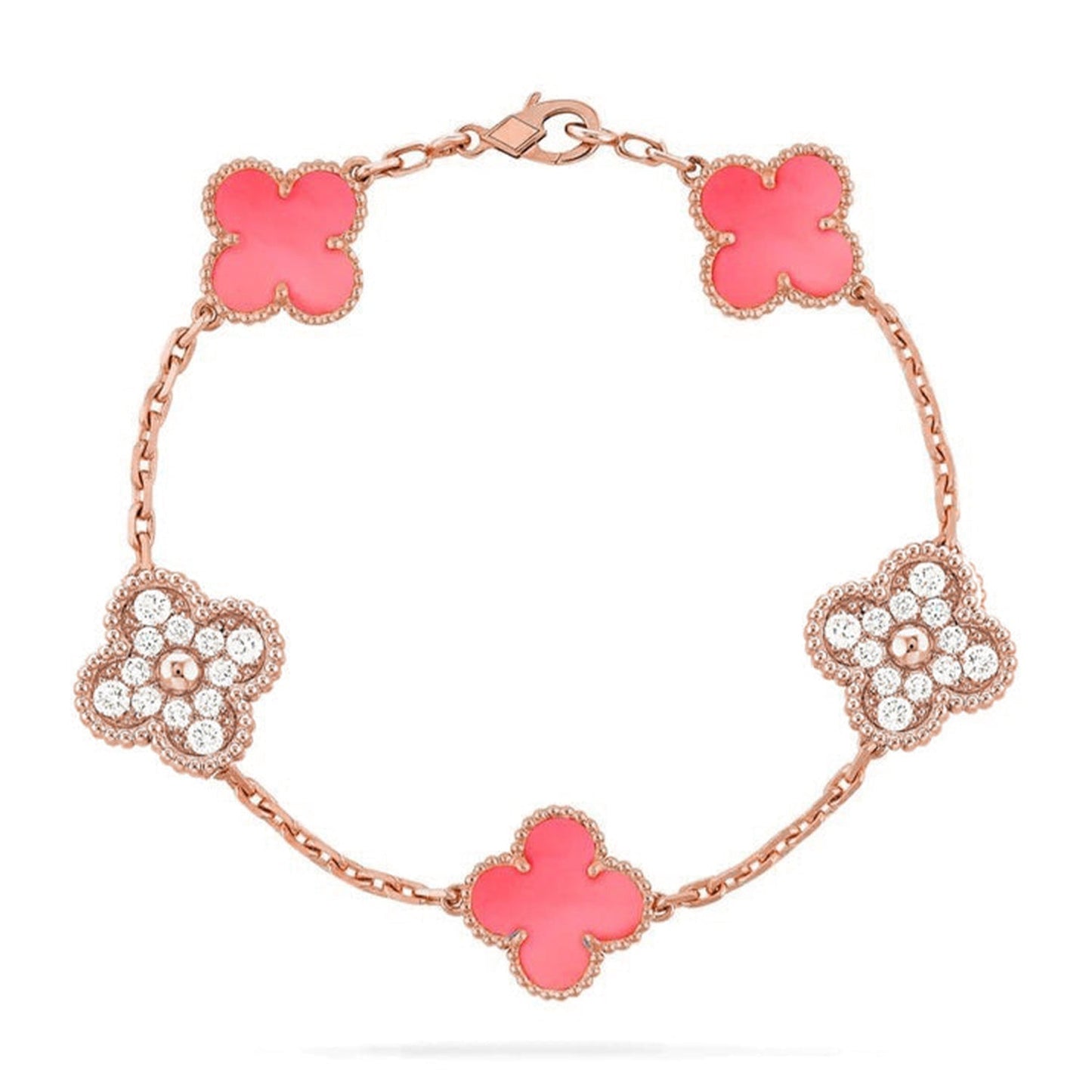 [⭐Glow] CLOVER 5 MOTIFS  PINK MOP BRACELET COLLECTION