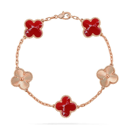 [⭐Glow]CLOVER 5 MOTIF RED PATTERN BRACELET COLLECTION