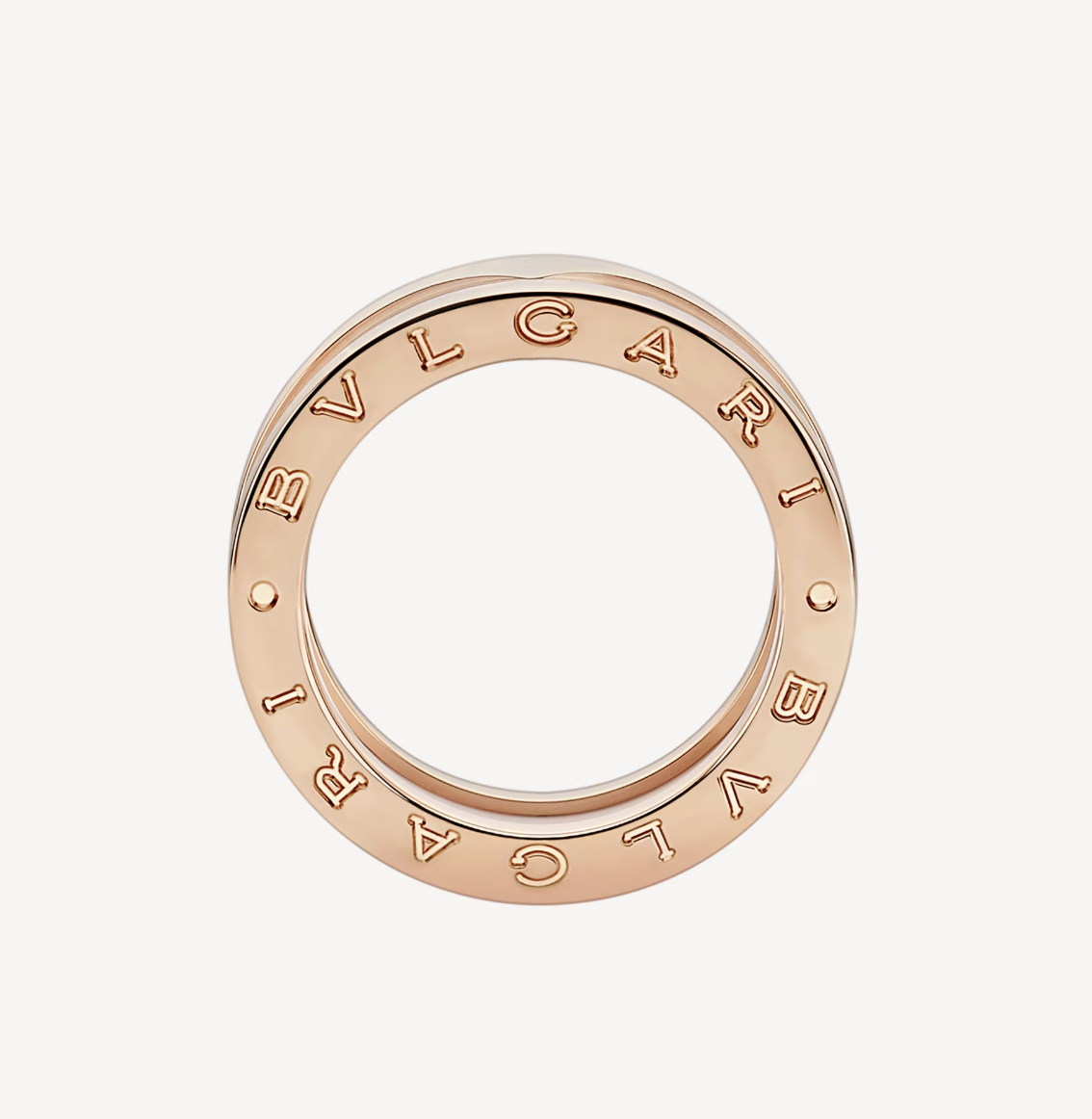 [⭐Glow]ZERO 1 TWO-BAND LOOPS AND WHITE CERAMIC SPIRAL PINK GOLD RING