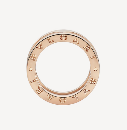 [⭐Glow]ZERO 1 TWO-BAND LOOPS AND WHITE CERAMIC SPIRAL PINK GOLD RING