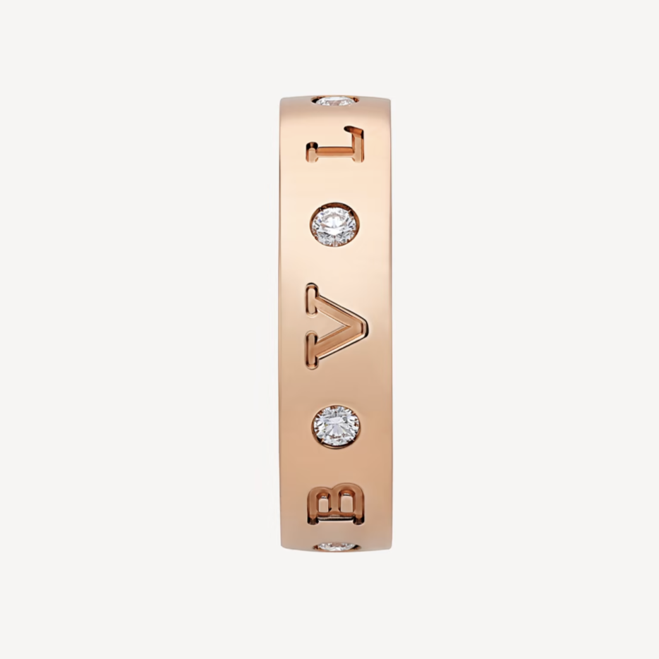 [⭐Glow]ZERO 1 ESSENTIAL PINK GOLD BAND WITH DIAMONDS RING
