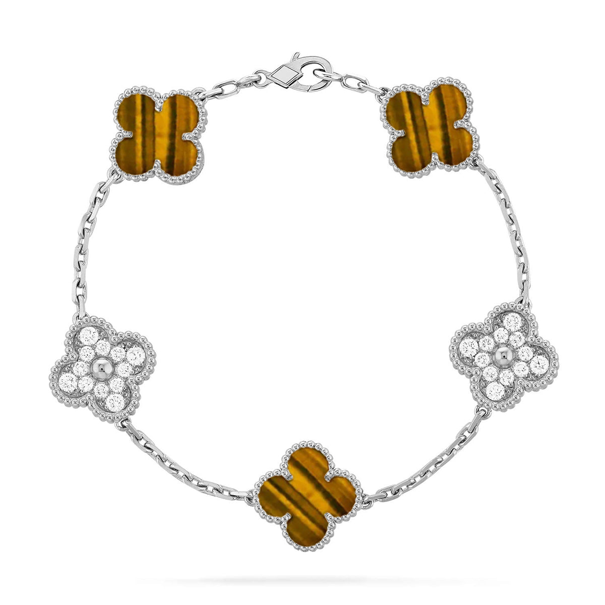 [⭐Glow] CLOVER 5 MOTIFS TIGER EYE BRACELET COLLECTION