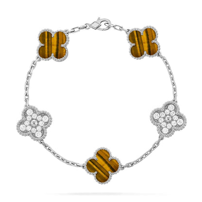 [⭐Glow] CLOVER 5 MOTIFS TIGER EYE BRACELET COLLECTION
