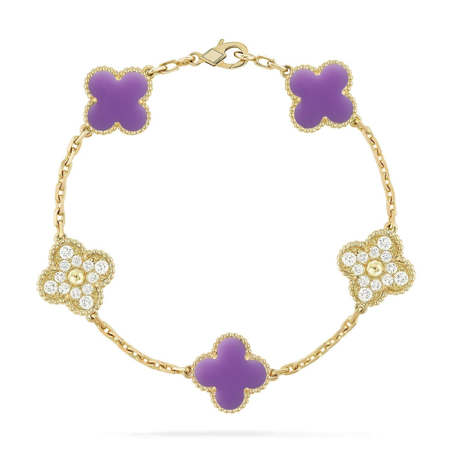 [⭐Glow]CLOVER 5 MOTIF LIGHT PURPLE BRACELET COLLECTION
