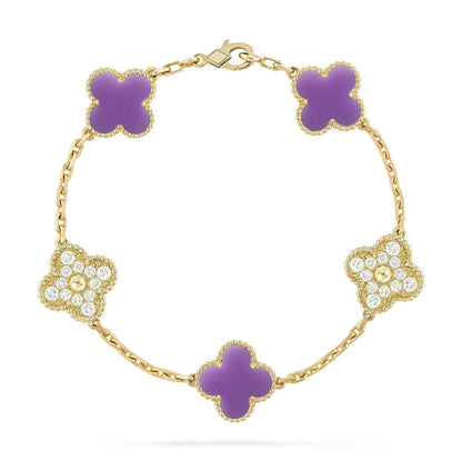 [⭐Glow]CLOVER 5 MOTIF LIGHT PURPLE BRACELET COLLECTION
