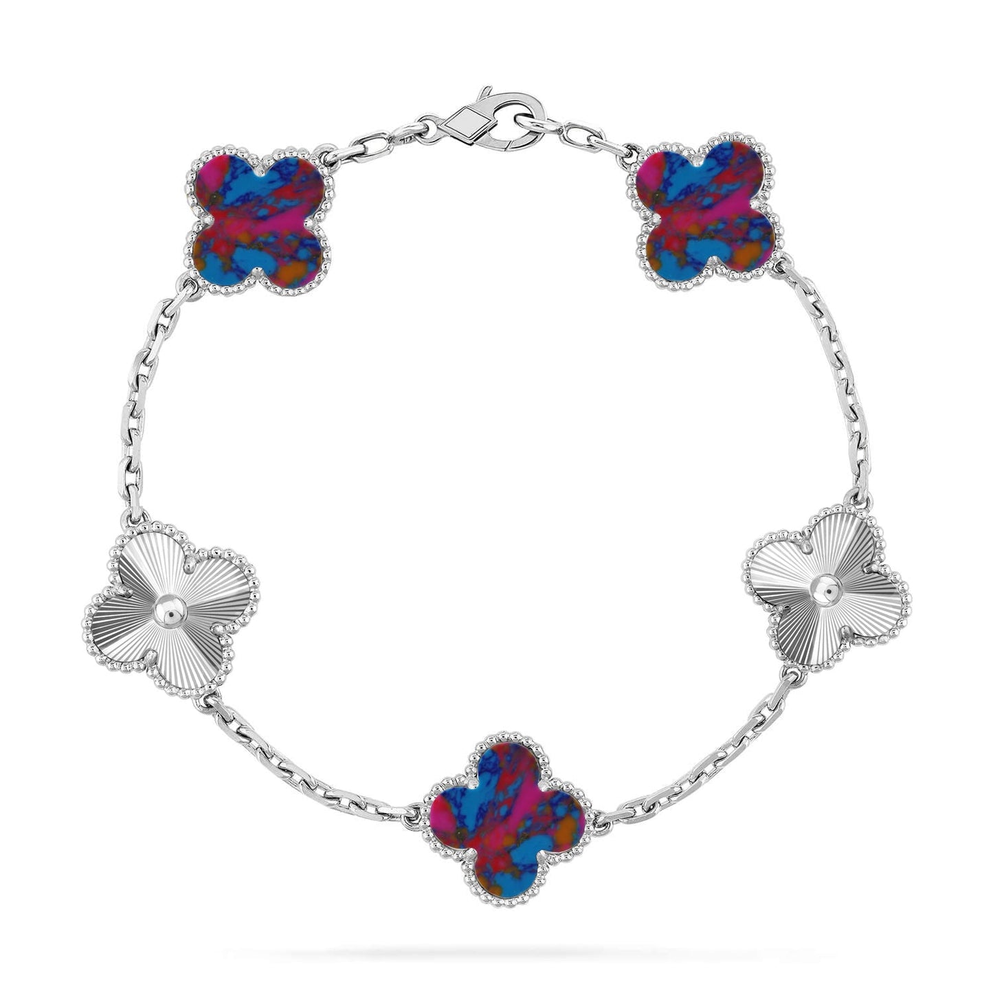 [⭐Glow]CLOVER 5 MOTIF COLOR GEMSTONES BRACELET COLLECTION