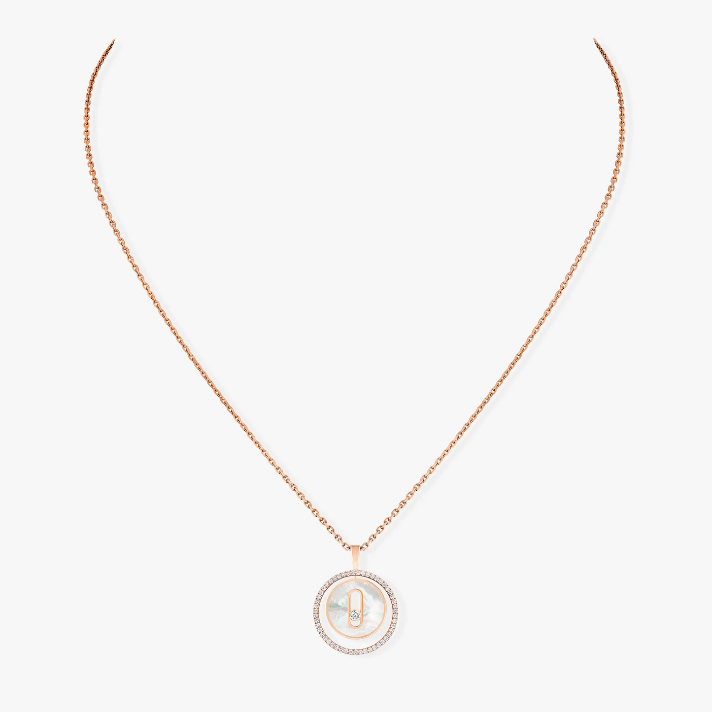 [⭐Glow]Demo MOVE 1 DIAMOND WHITE MOTHER OF PEARL PINK GOLD DIAMOND NECKLACE