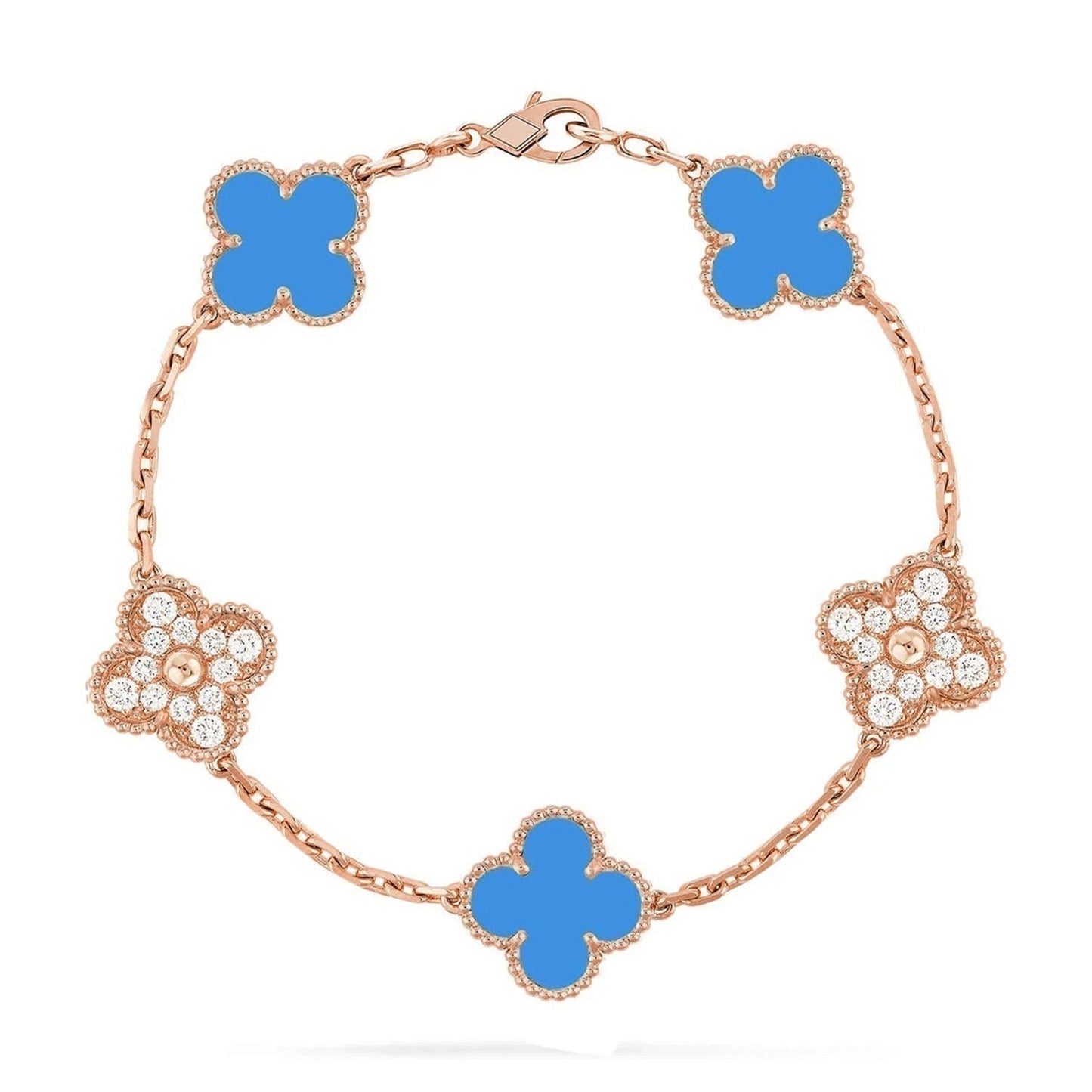 [⭐Glow] CLOVER 5 MOTIF BLUE AGATE BRACELET COLLECTION