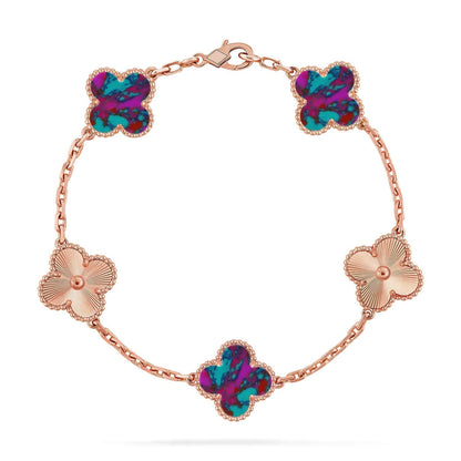 [⭐Glow]CLOVER 5 MOTIF COLOR GEMSTONES BRACELET COLLECTION