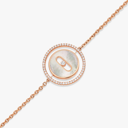 [⭐Glow]Demo MOVE WHITE MOTHER OF PEARL PINK GOLD DIAMOND BRACELET