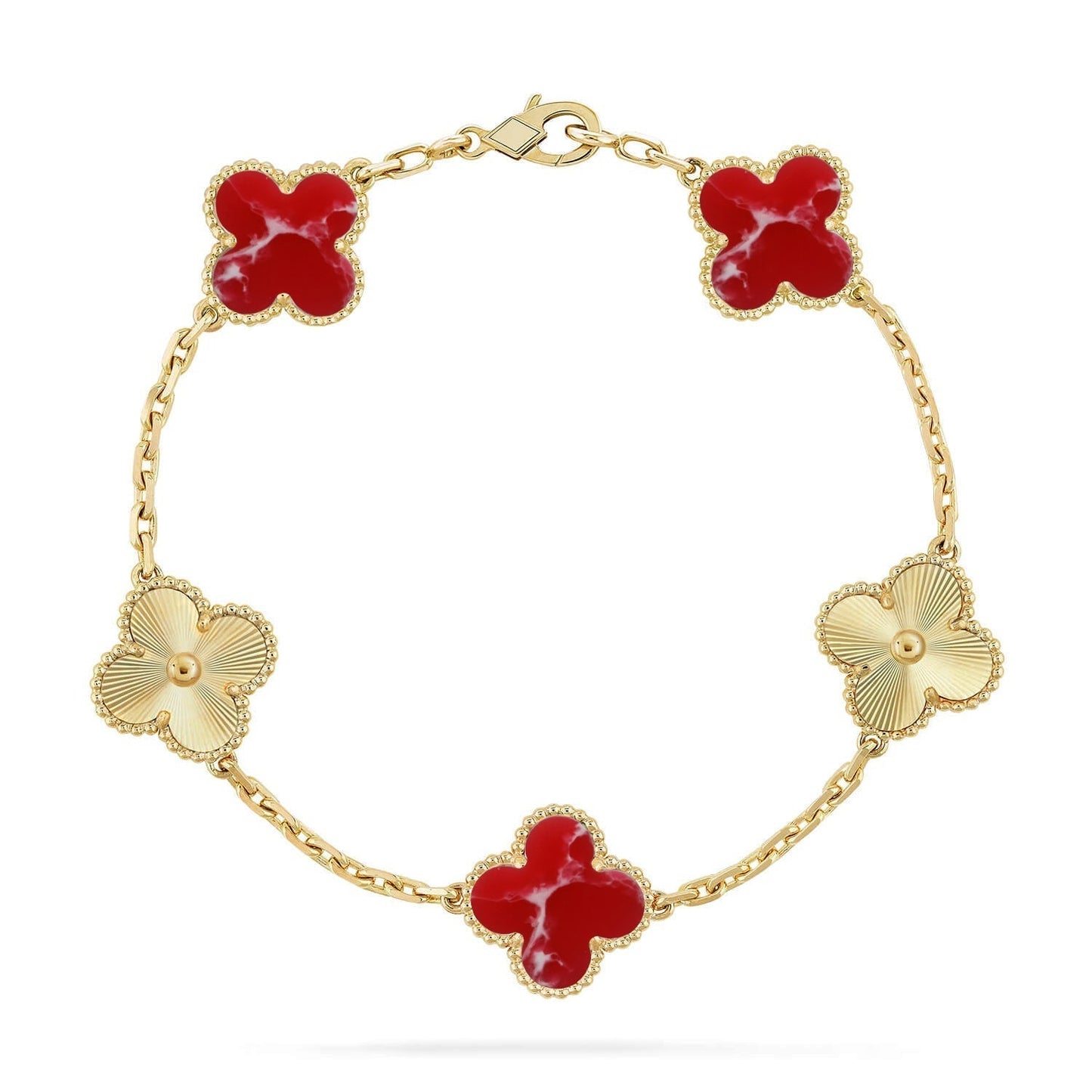 [⭐Glow]CLOVER 5 MOTIF RED PATTERN BRACELET COLLECTION