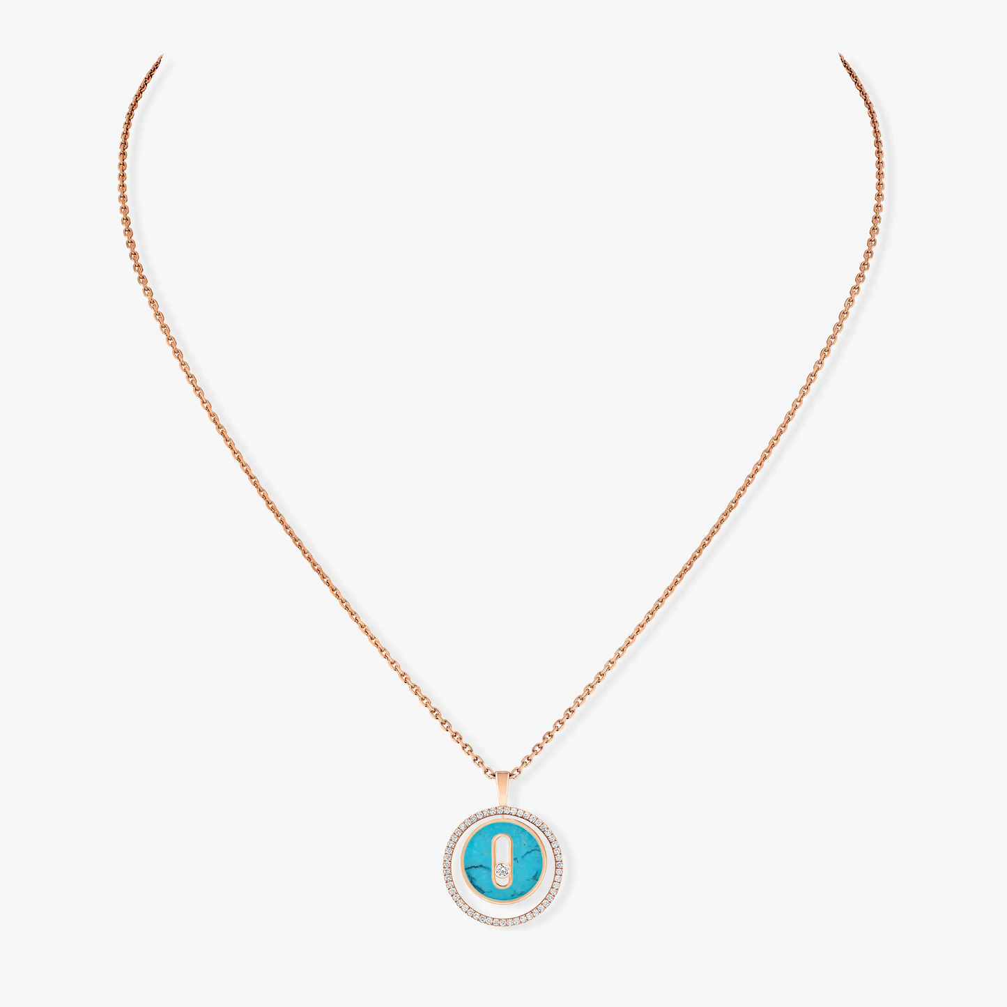 [⭐Glow]Demo MOVE 1 DIAMOND TURQUOISE PINK GOLD DIAMOND NECKLACE