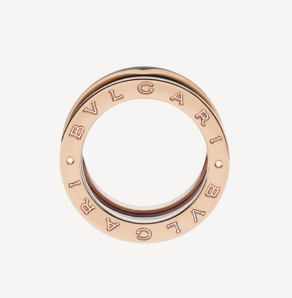 [⭐Glow]ZERO 1 TWO-BAND WITH MATTE BLACK CERAMIC PINK GOLD RING
