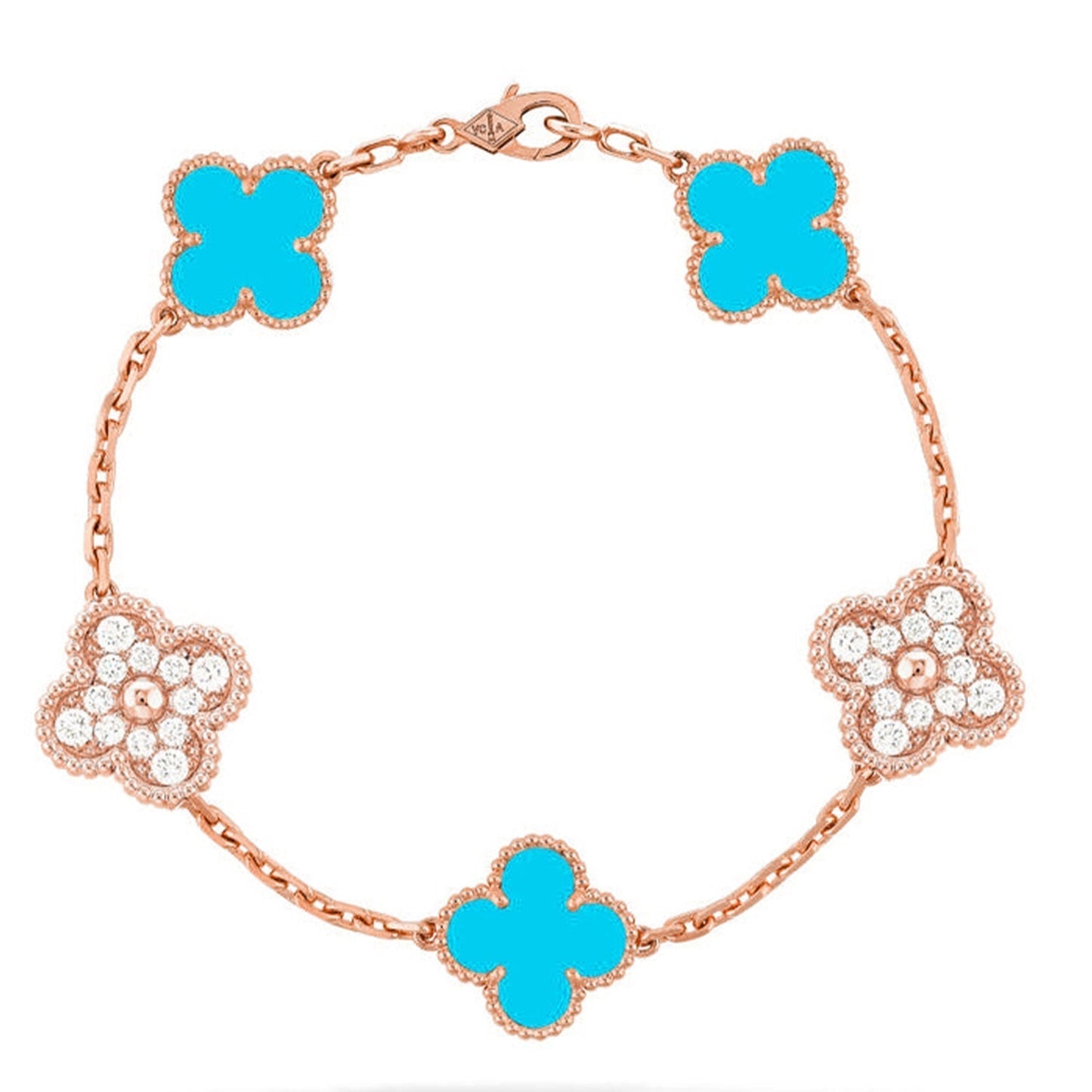 [⭐Glow] CLOVER 5 MOTIF TURQUOISE BRACELET COLLECTION