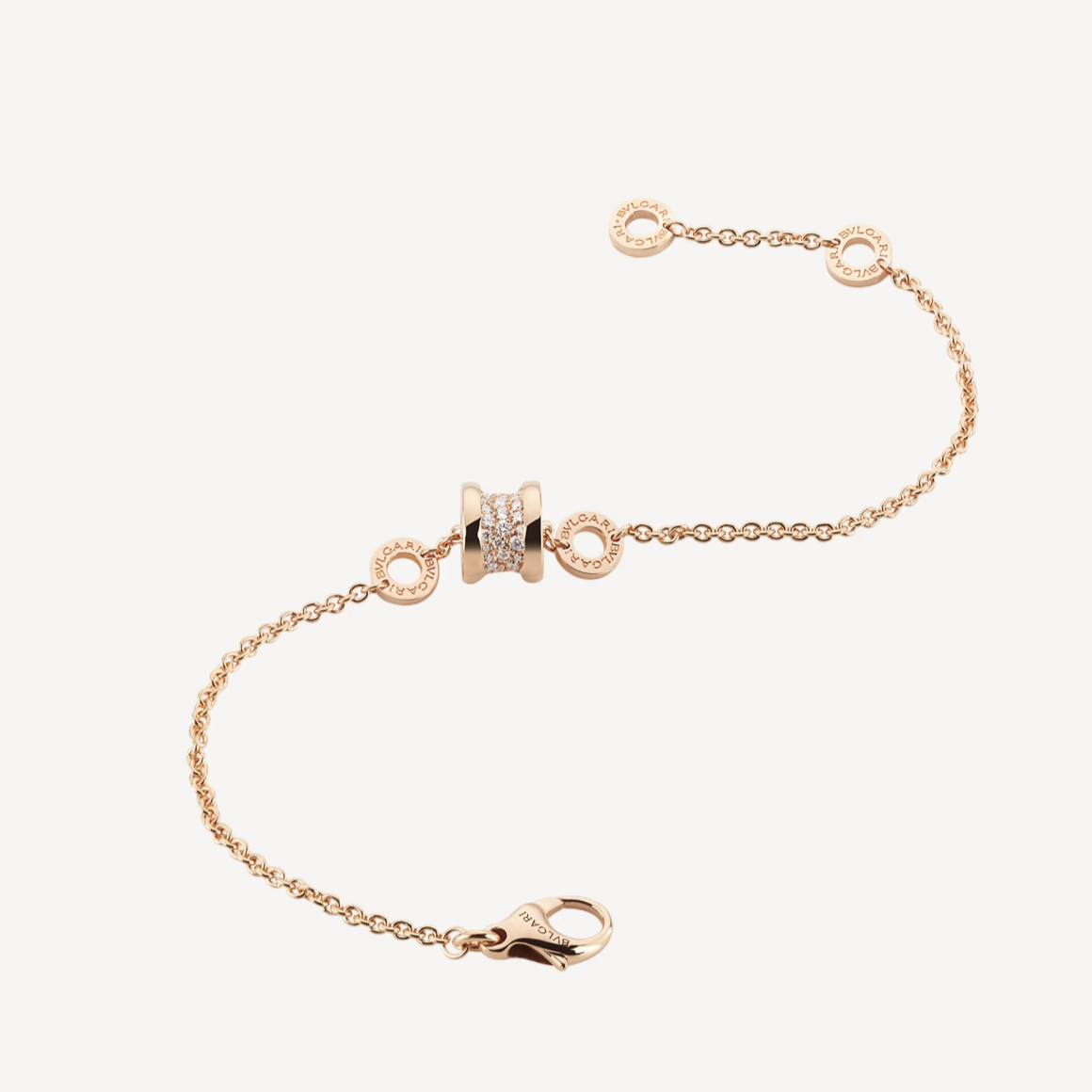 [⭐Glow]ZERO 1 SOFT PINK GOLD WITH PAVED DIAMONDS ON THE SPIRAL BRACELET