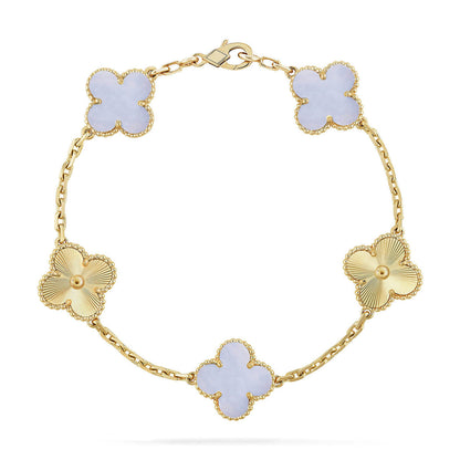 [⭐Glow] CLOVER 5 MOTIF PURPLE CHALCEDONY BRACELET COLLECTION