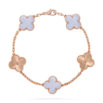 [⭐Glow] CLOVER 5 MOTIF PURPLE CHALCEDONY BRACELET COLLECTION