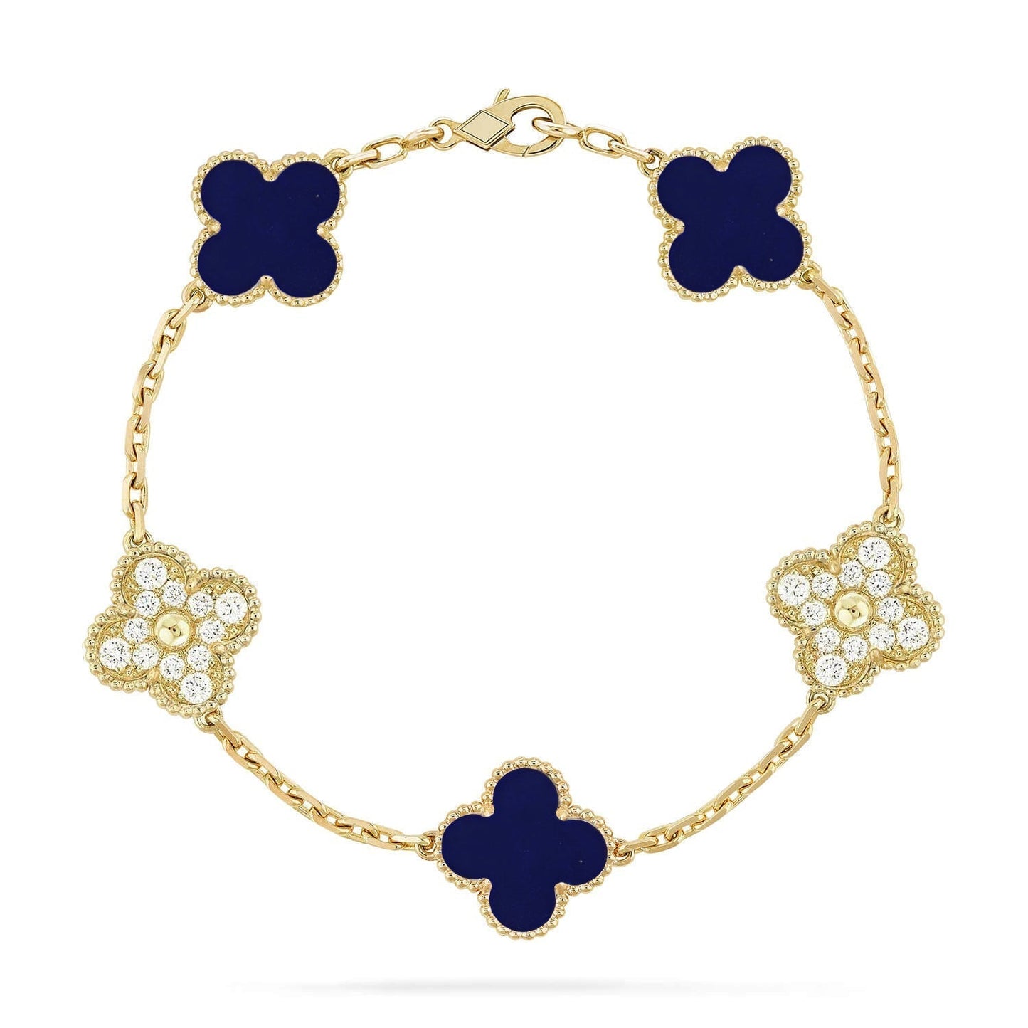 [⭐Glow]CLOVER 5 MOTIF LAPIS LAZULI BRACELET COLLECTION