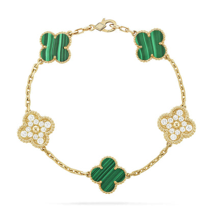 [⭐Glow] CLOVER 5 MOTIF MALACHITE BRACELET COLLECTION
