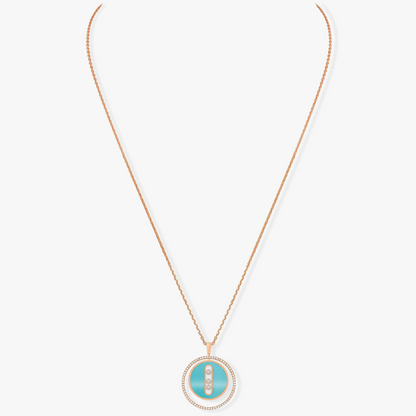 [⭐Glow]Demo MOVE 3 DIAMONDS TURQUOISE PINK GOLD DIAMOND NECKLACE