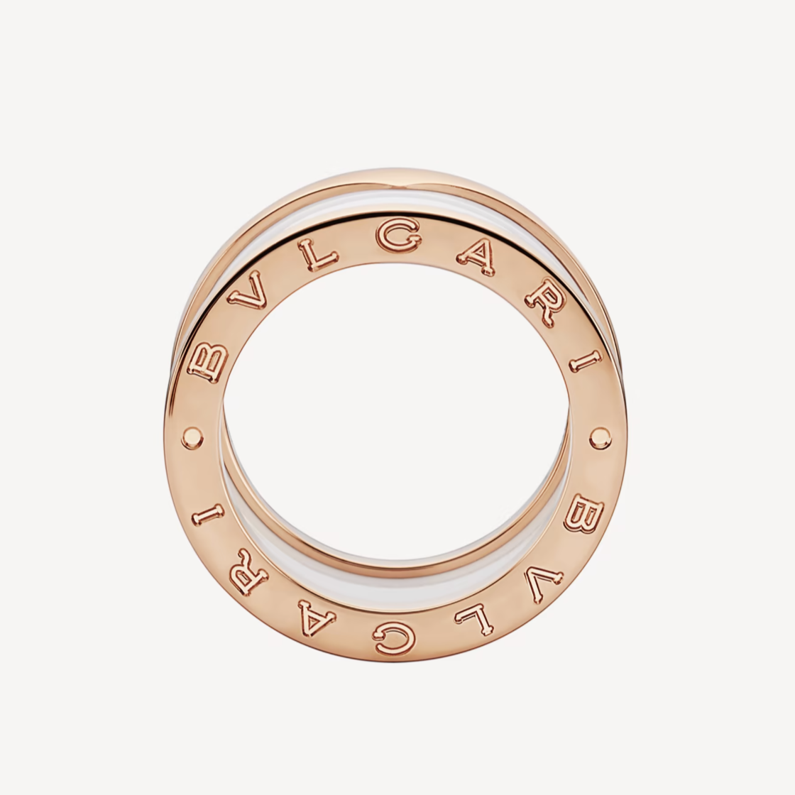 [⭐Glow]ZERO 1 FOUR-BAND LOOPS AND WHITE CERAMIC SPIRAL PINK GOLD RING