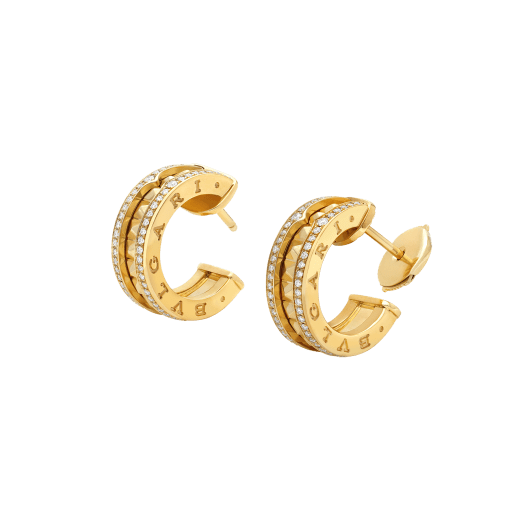 [⭐Glow]ZERO 1 ROCK GOLD EARRINGS WITH STUDDED SPIRAL AND PAVED DIAMONDS