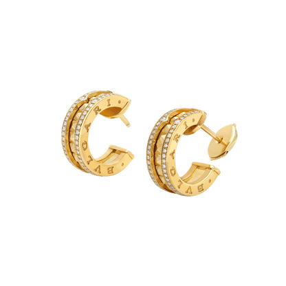 [⭐Glow]ZERO 1 ROCK GOLD EARRINGS WITH STUDDED SPIRAL AND PAVED DIAMONDS