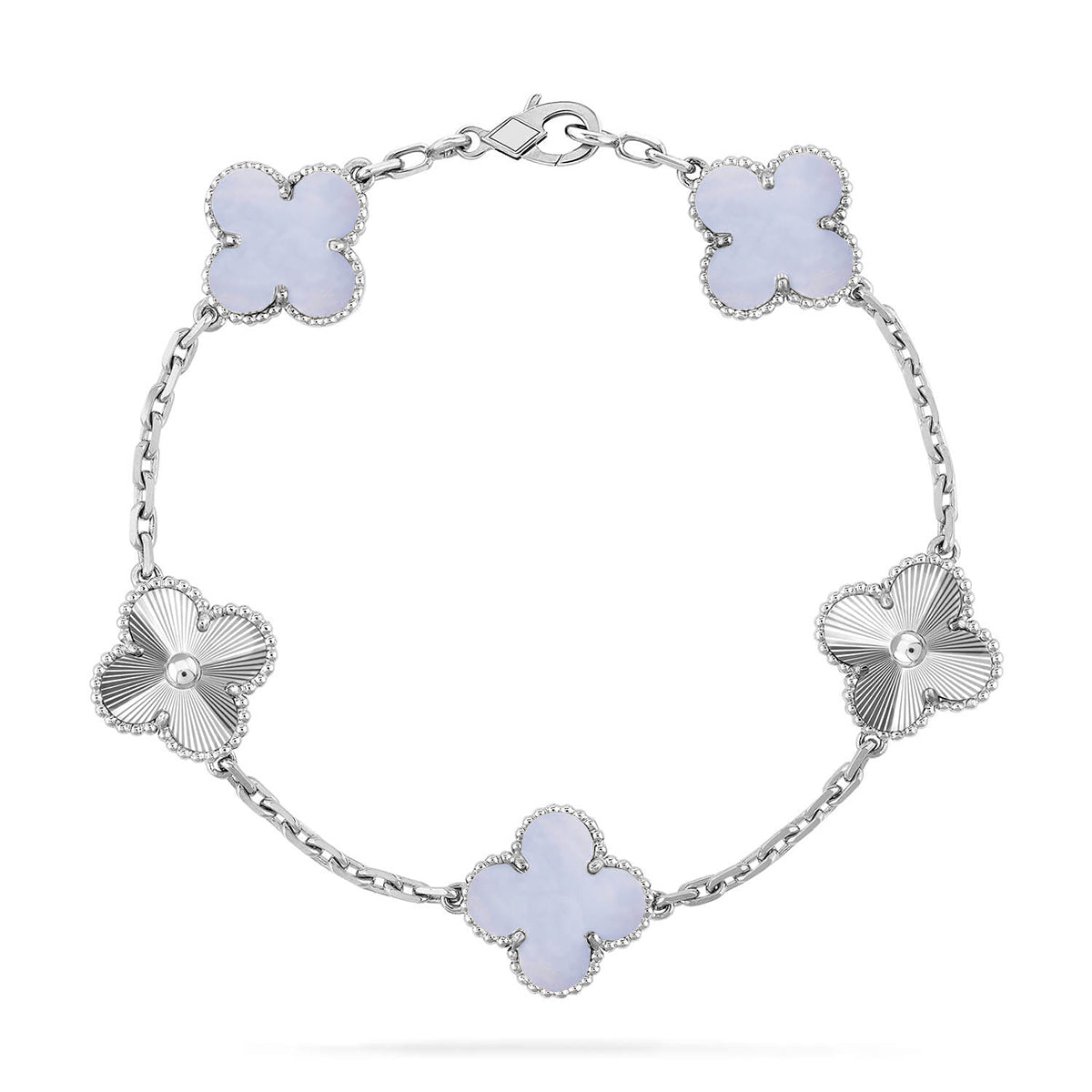 [⭐Glow] CLOVER 5 MOTIF PURPLE CHALCEDONY BRACELET COLLECTION