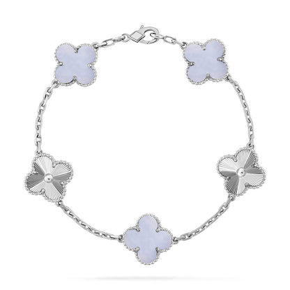 [⭐Glow] CLOVER 5 MOTIF PURPLE CHALCEDONY BRACELET COLLECTION