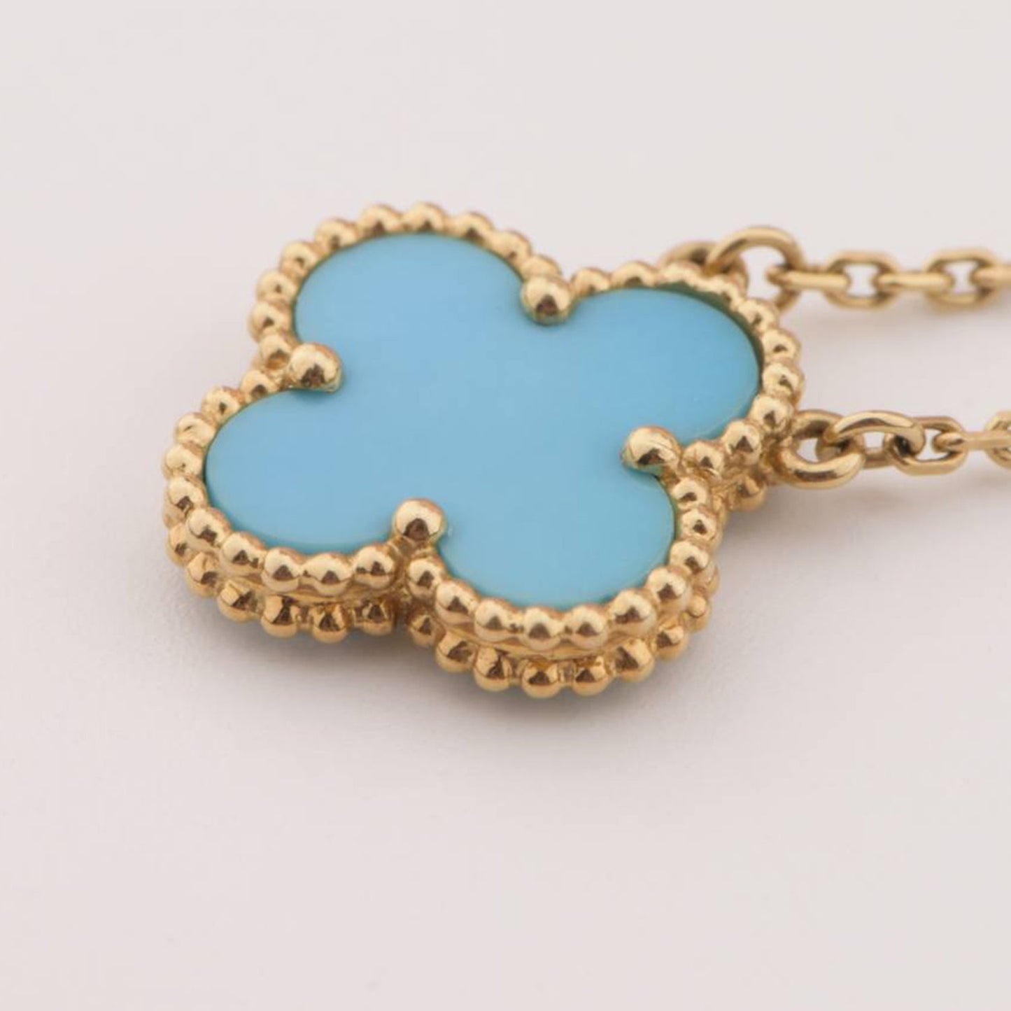 [⭐Glow]CLOVER 15MM VINTAGE TURQUOISE NECKLACE