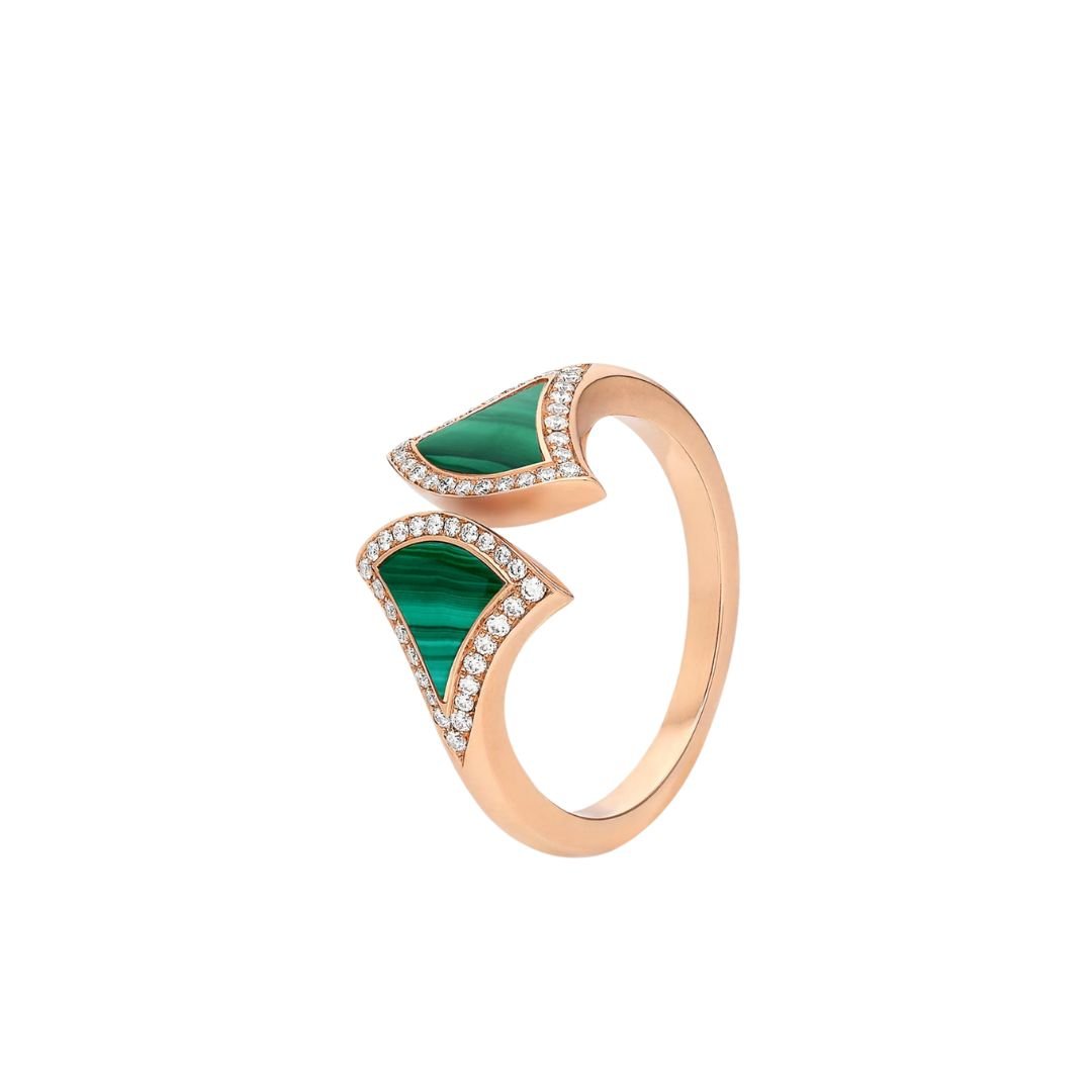 [⭐Glow]DREAM MALACHITE DIAMOND OPEN RING