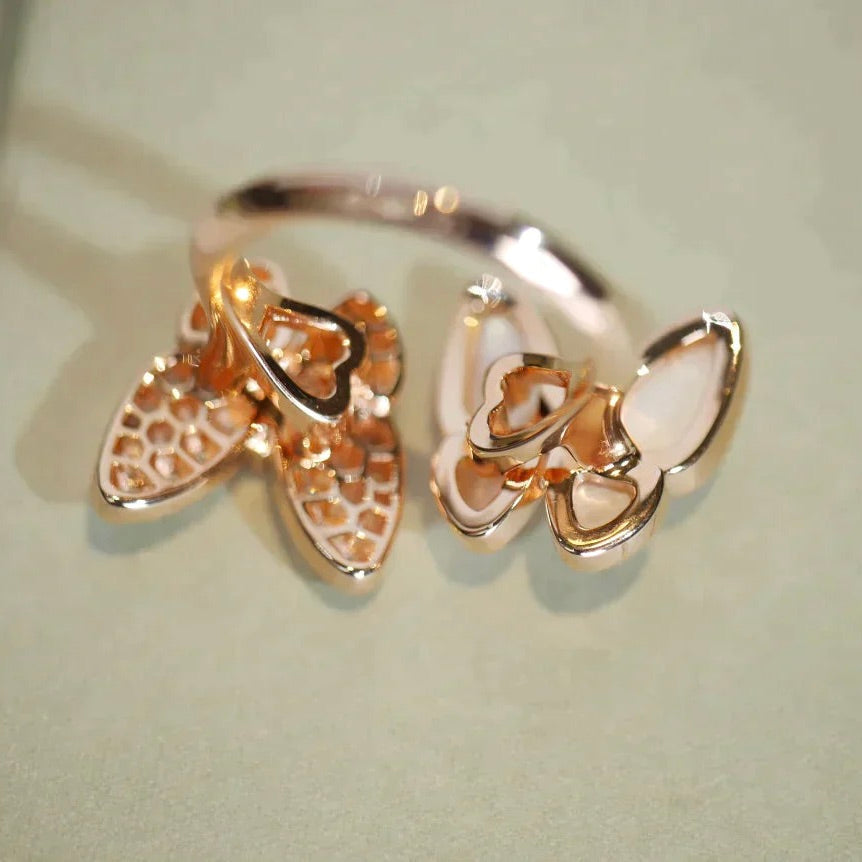 [⭐Glow]TWIN BUTTERFLY DIAMOND MOP RING