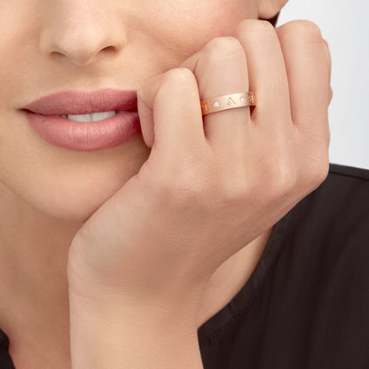 [⭐Glow]ZERO 1 ESSENTIAL PINK GOLD BAND WITH DIAMONDS RING