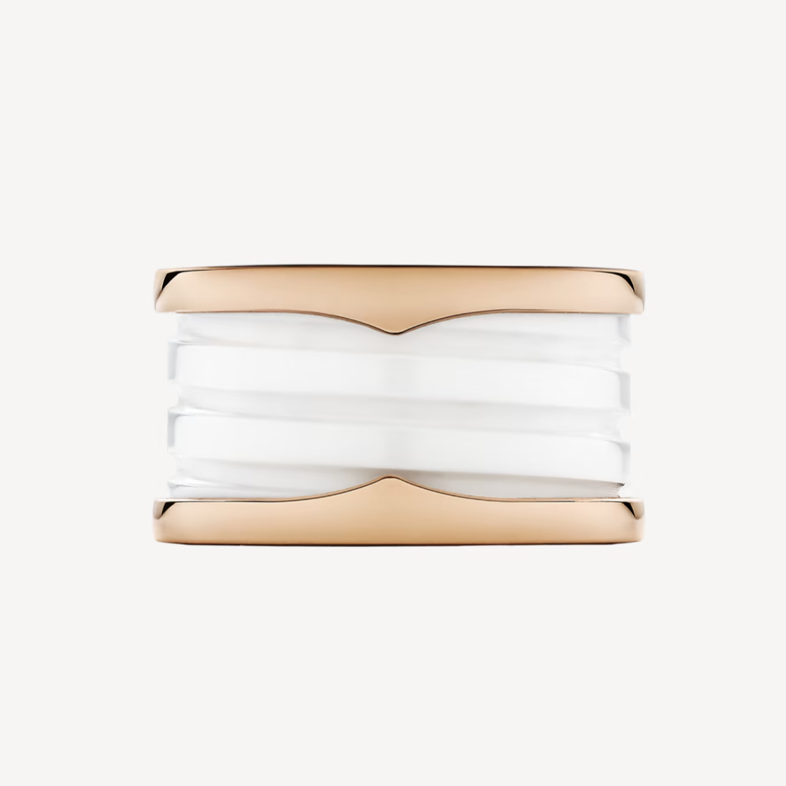 [⭐Glow]ZERO 1 FOUR-BAND LOOPS AND WHITE CERAMIC SPIRAL PINK GOLD RING