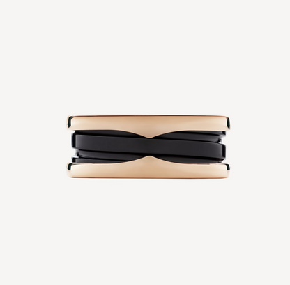 [⭐Glow]ZERO 1 TWO-BAND LOOPS AND BLACK CERAMIC PINK GOLD RING