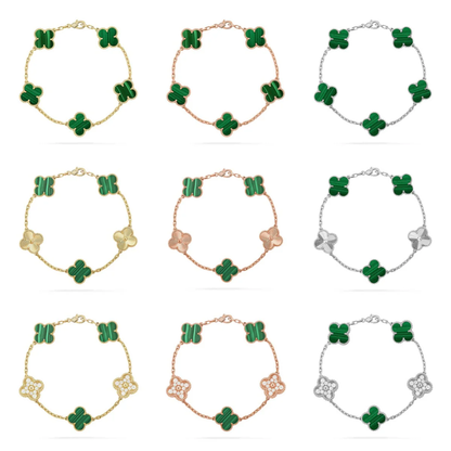 [⭐Glow] CLOVER 5 MOTIF MALACHITE BRACELET COLLECTION
