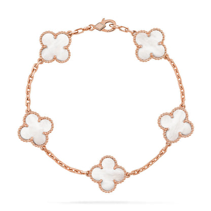 [⭐Glow]CLOVER WHITE PEARL MOP 5 MOTIF BRACELET COLLECTION
