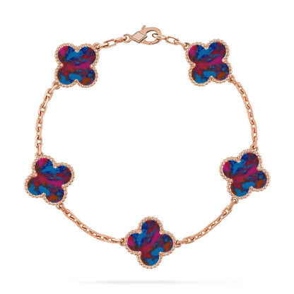 [⭐Glow]CLOVER 5 MOTIF COLOR GEMSTONES BRACELET COLLECTION