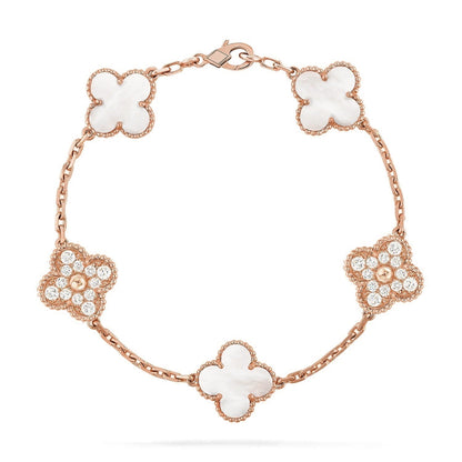 [⭐Glow]CLOVER WHITE PEARL MOP 5 MOTIF BRACELET COLLECTION