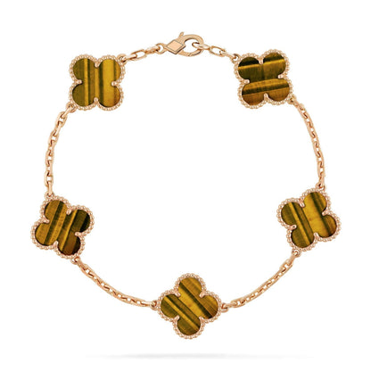 [⭐Glow] CLOVER 5 MOTIFS TIGER EYE BRACELET COLLECTION