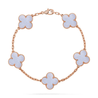 [⭐Glow] CLOVER 5 MOTIF PURPLE CHALCEDONY BRACELET COLLECTION