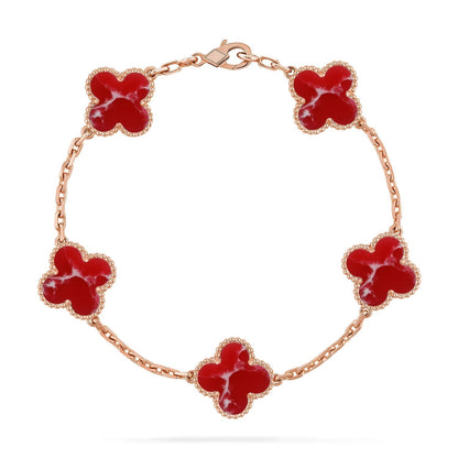 [⭐Glow]CLOVER 5 MOTIF RED PATTERN BRACELET COLLECTION
