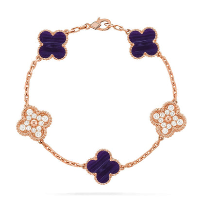 [⭐Glow]CLOVER 5 MOTIF PURPLE STRIPES BRACELET COLLECTION