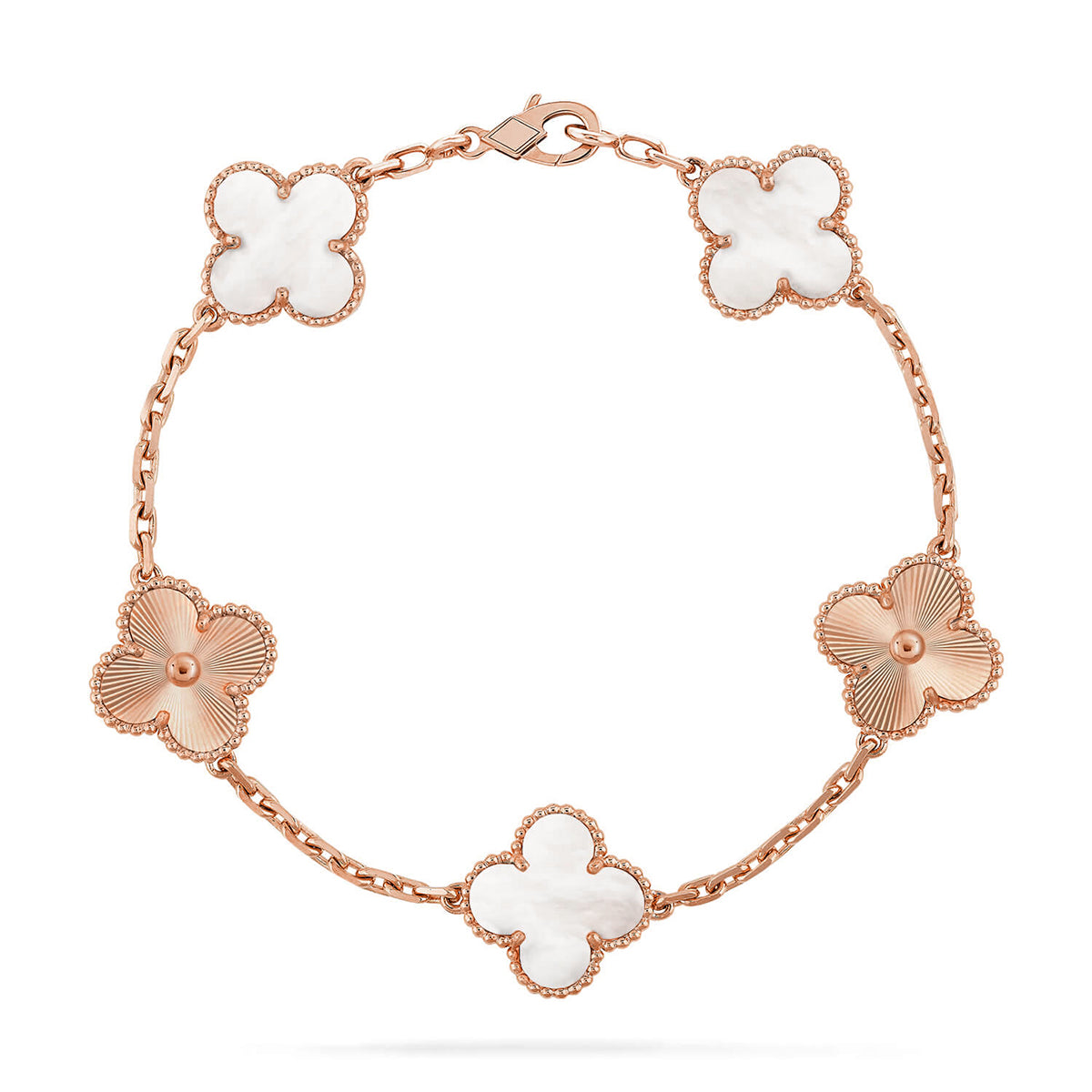 [⭐Glow]CLOVER WHITE PEARL MOP 5 MOTIF BRACELET COLLECTION